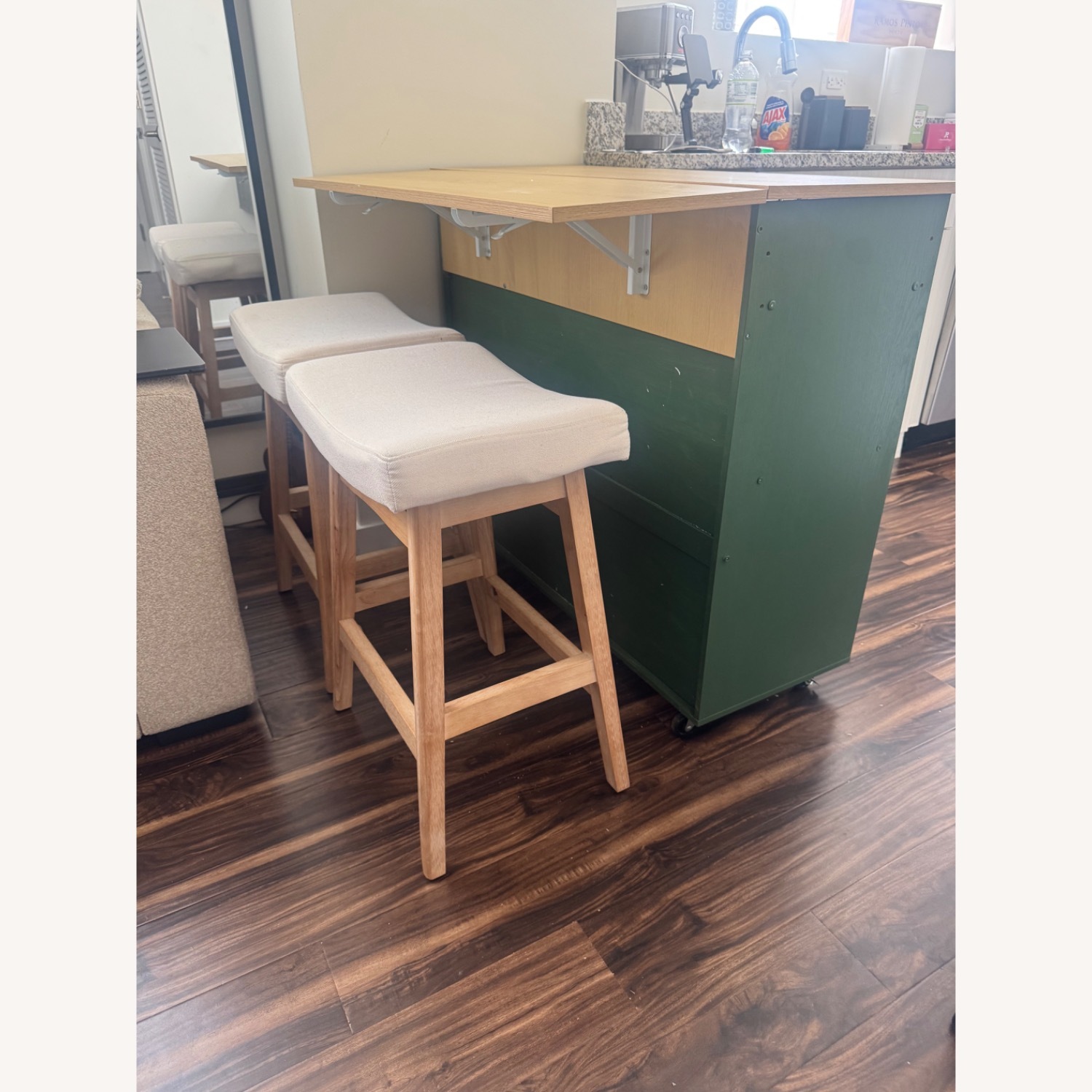Ironck Green Wood Bar Cart - image-5