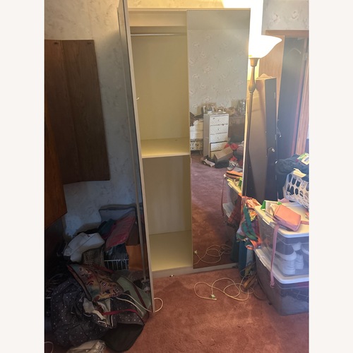 Used White Armoire, Mirrored Front  for sale on AptDeco