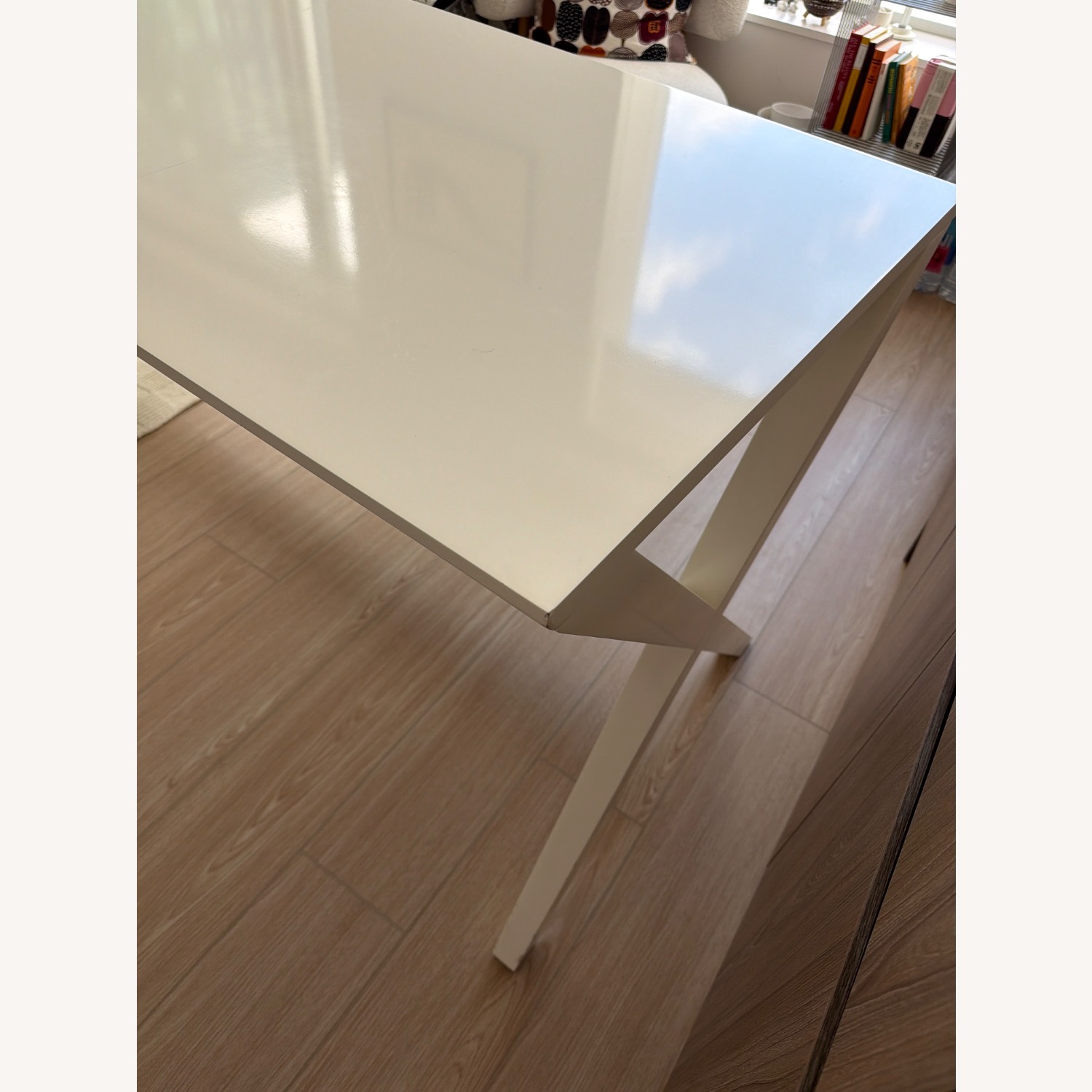Crate & Barrel Spotlight White X-Leg Desk 58" - image-3