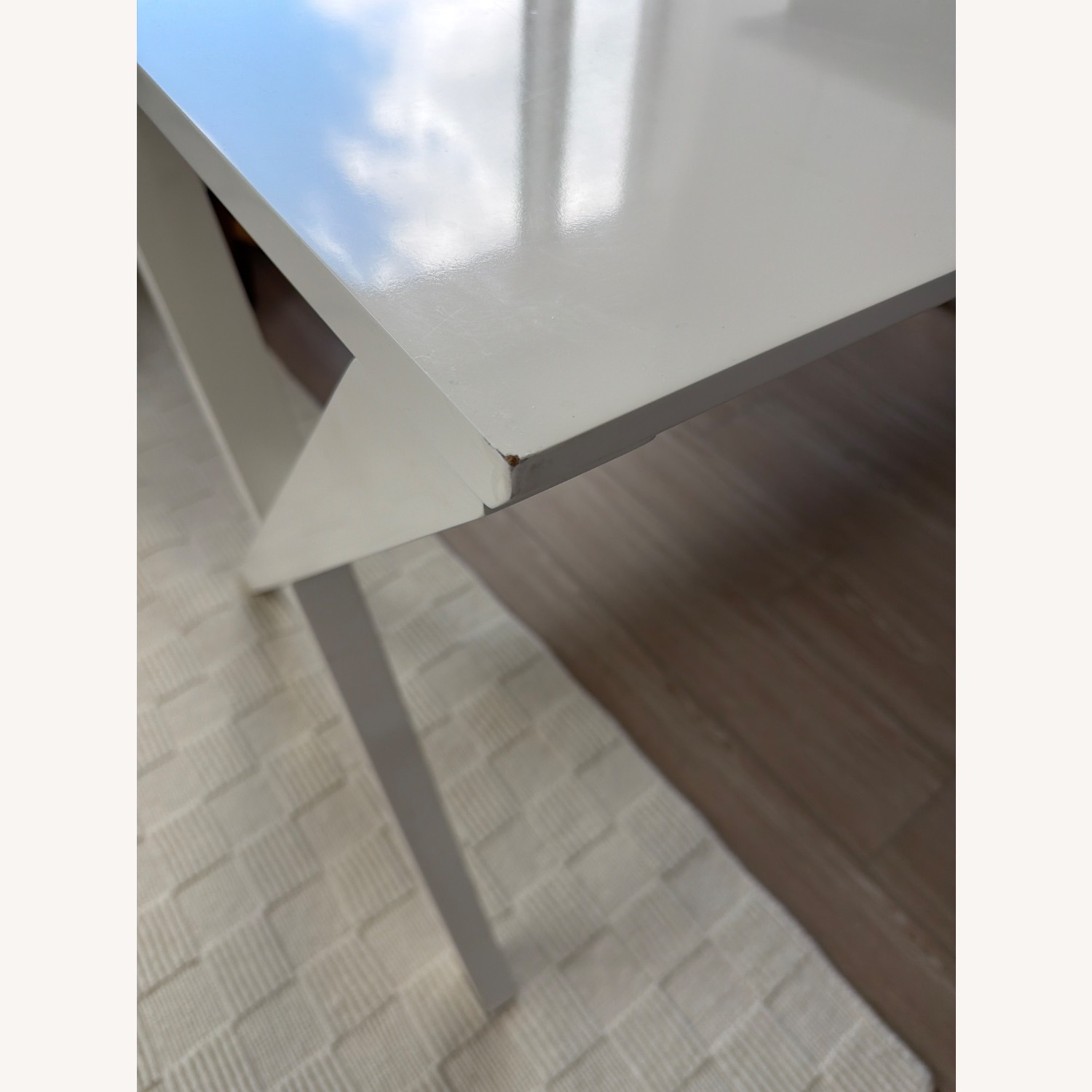 Crate & Barrel Spotlight White X-Leg Desk 58" - image-5