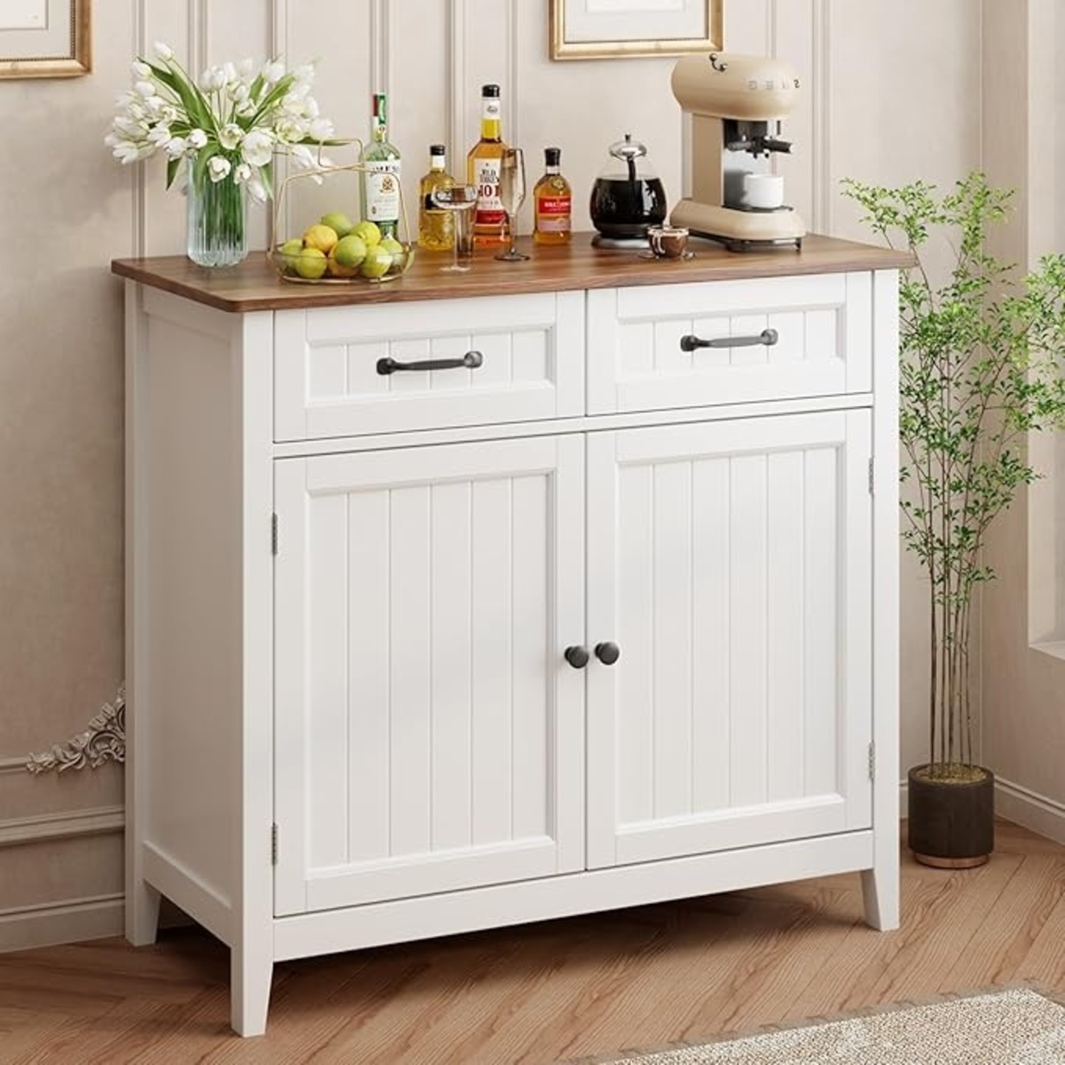 Amazon White Wood Bar Cart - image-6