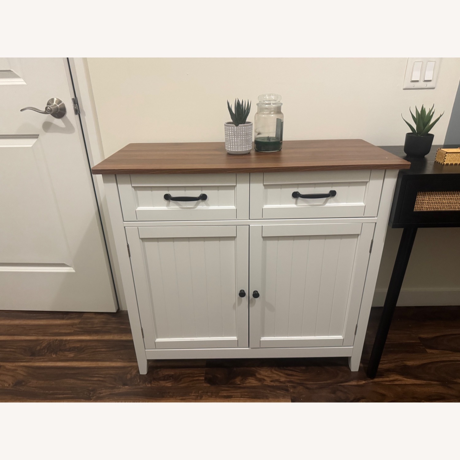 Amazon White Wood Bar Cart - image-1