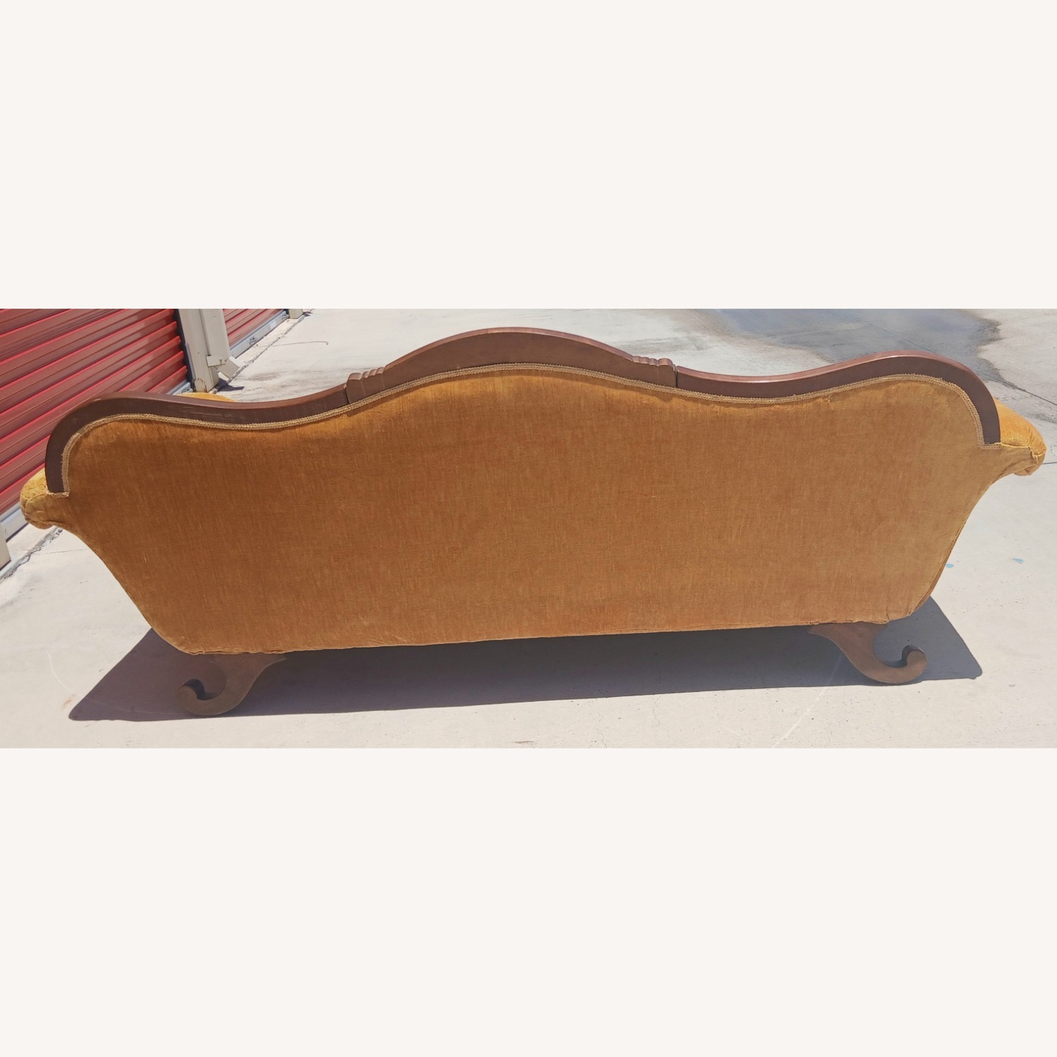 Vintage Gold Velvet Victorian Style Sofa - image-3