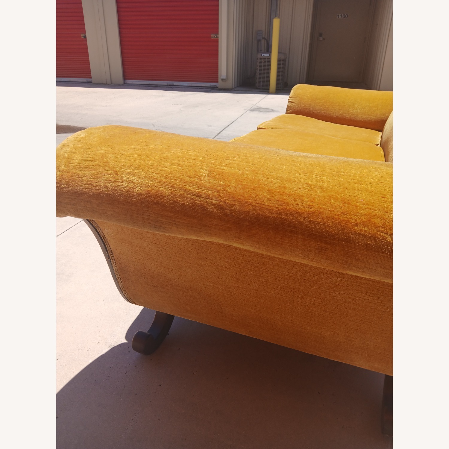Vintage Gold Velvet Victorian Style Sofa - image-1