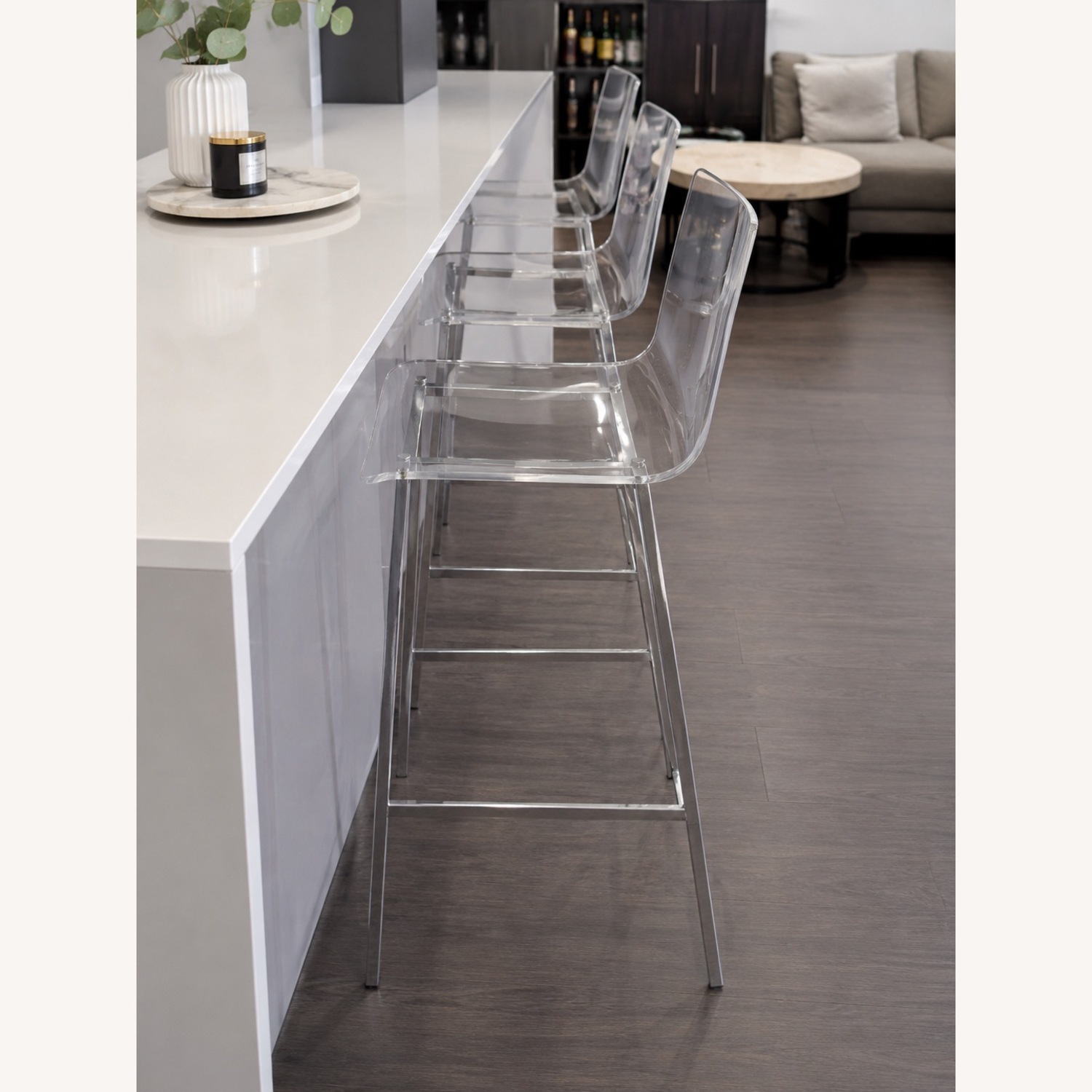 CB2 Vapor Transparent Metal Stools - image-2