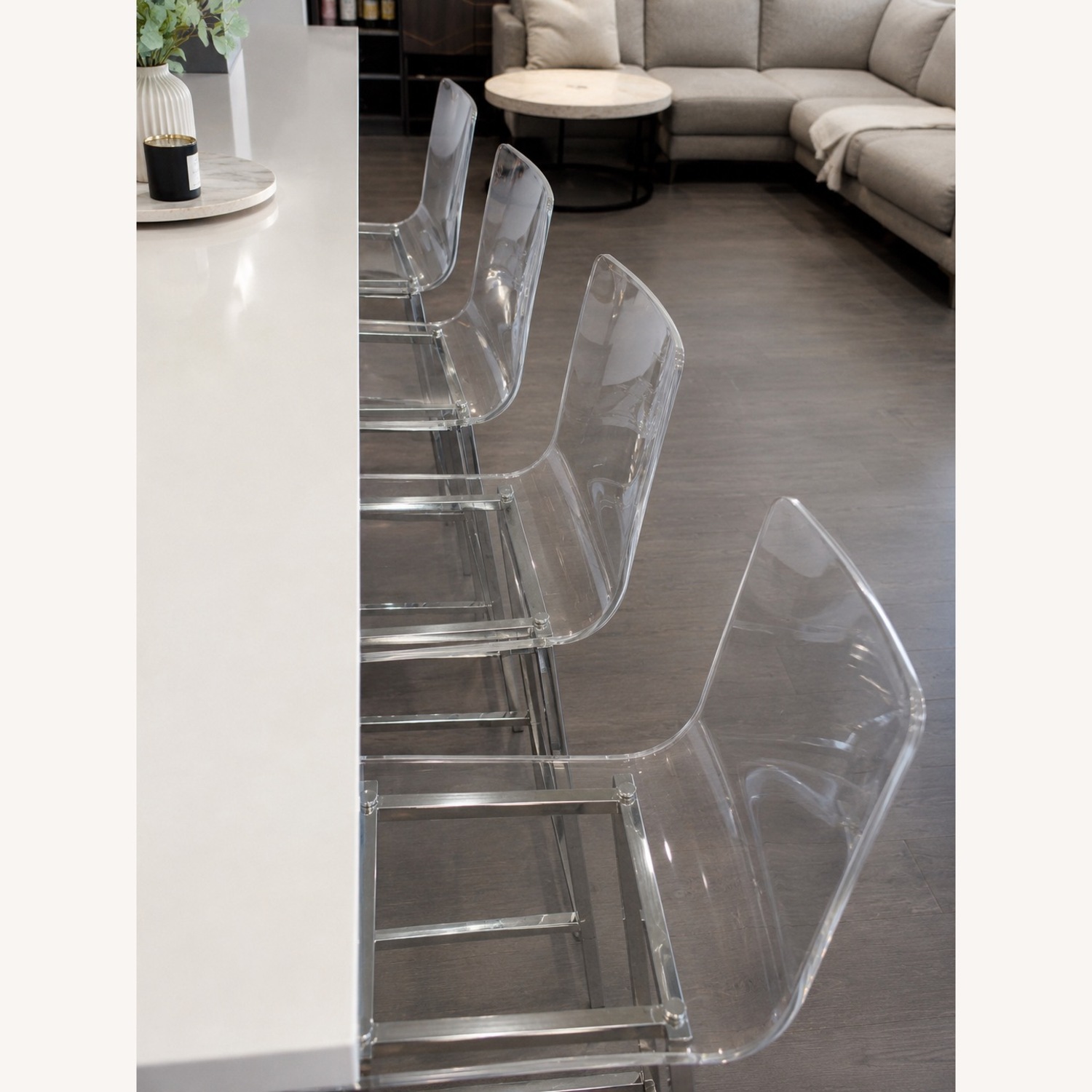 CB2 Vapor Transparent Metal Stools - image-3