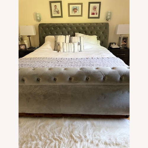 Used Wayfair Dark Gray Velvet King Bed for sale on AptDeco