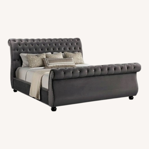 Used Wayfair Dark Gray Velvet King Bed for sale on AptDeco