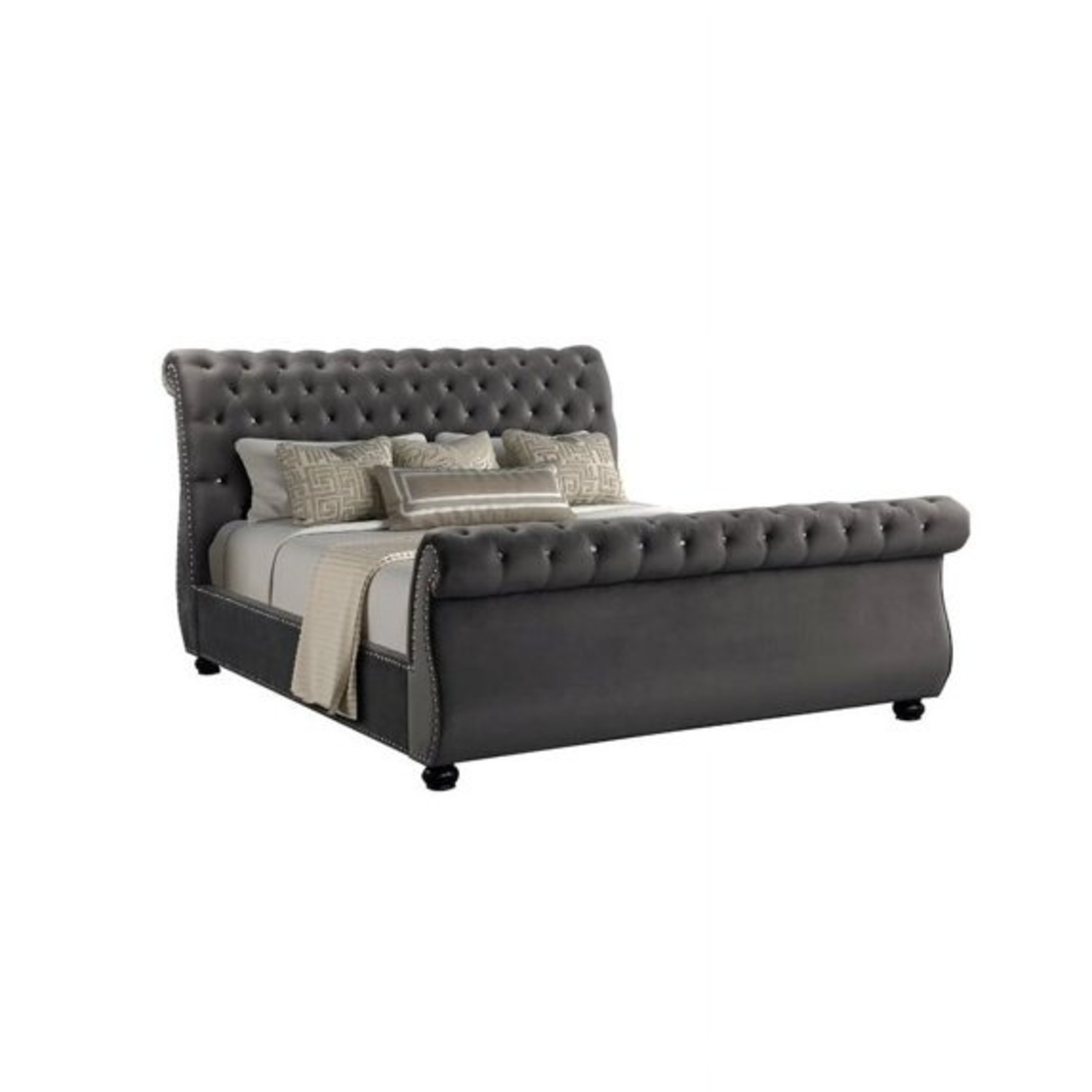 Wayfair Dark Gray Velvet King Bed - image-4