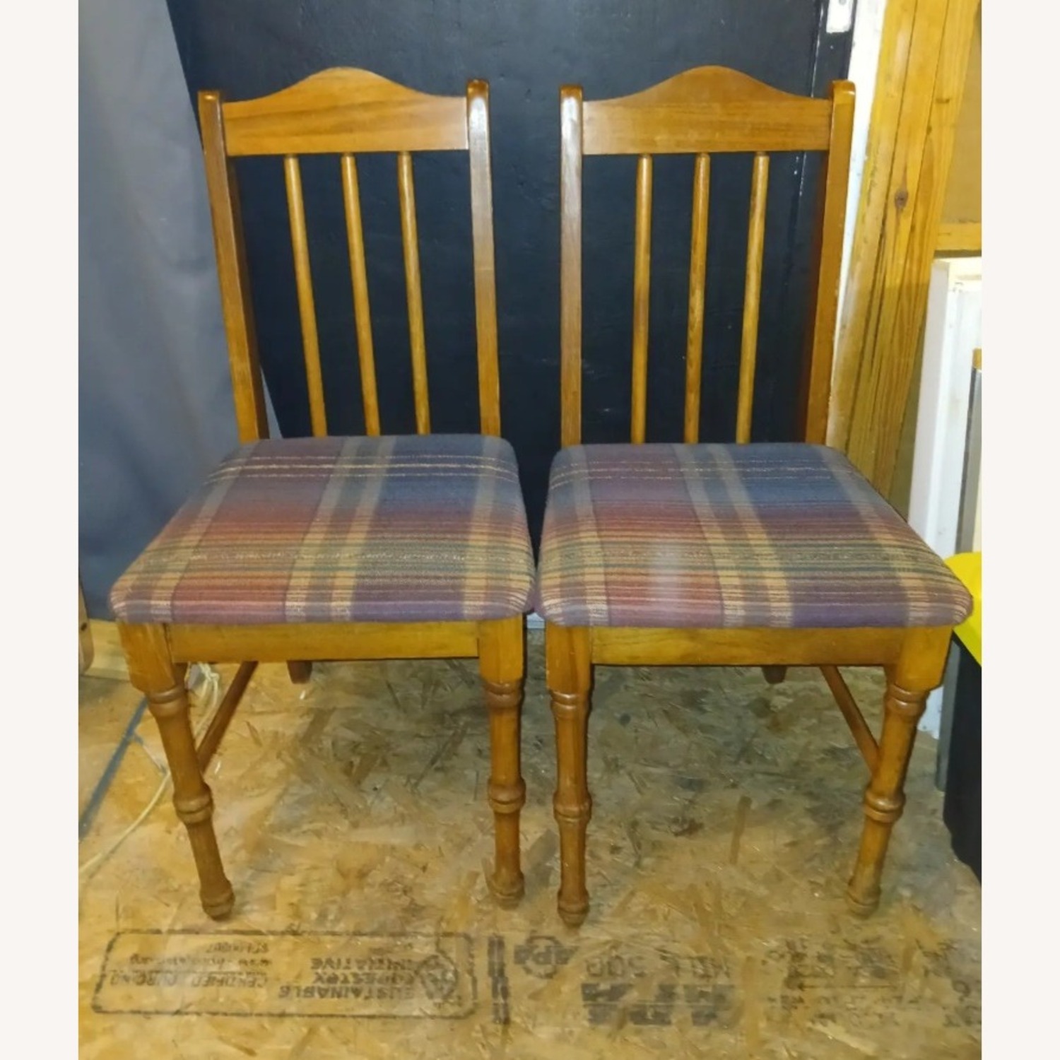  Vintage Oak Finish Dining Chairs - image-2