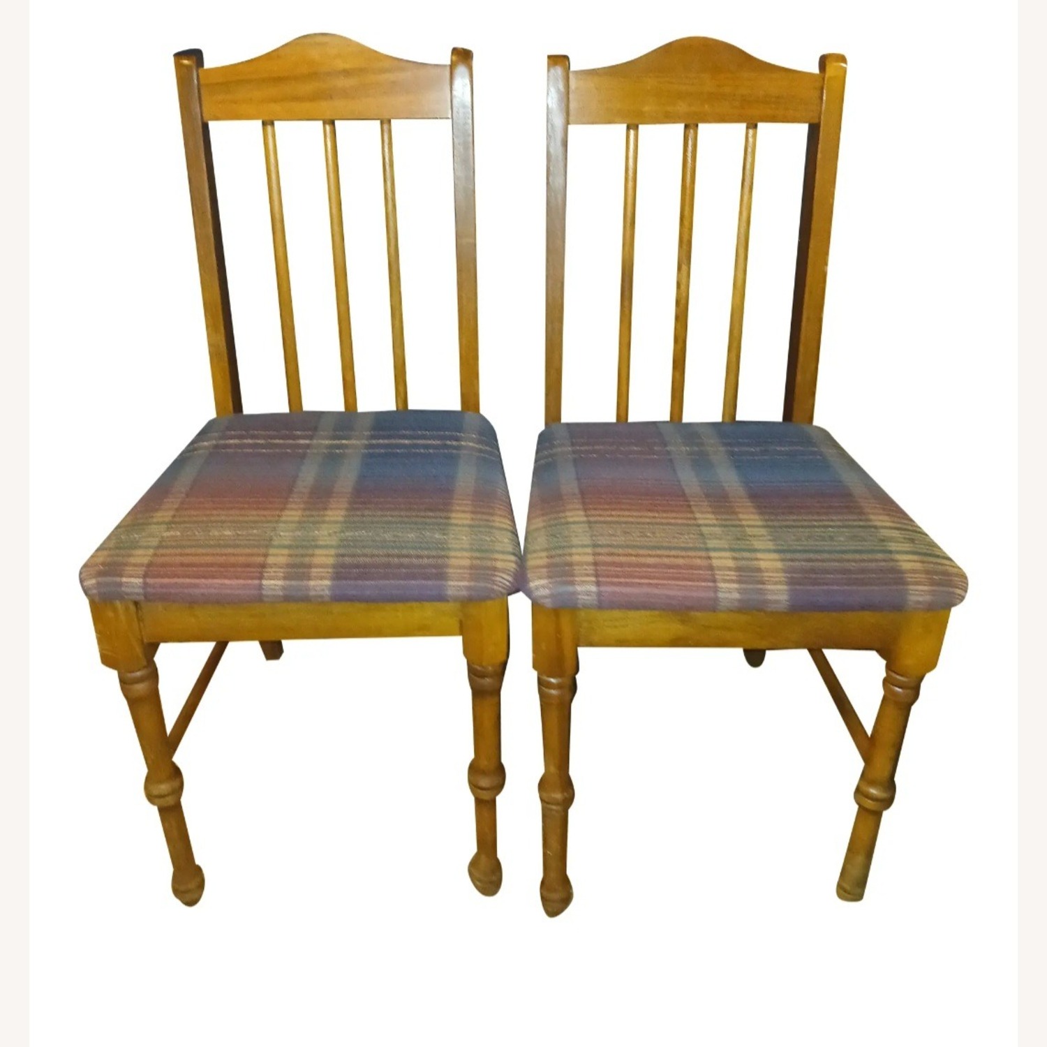  Vintage Oak Finish Dining Chairs - image-1