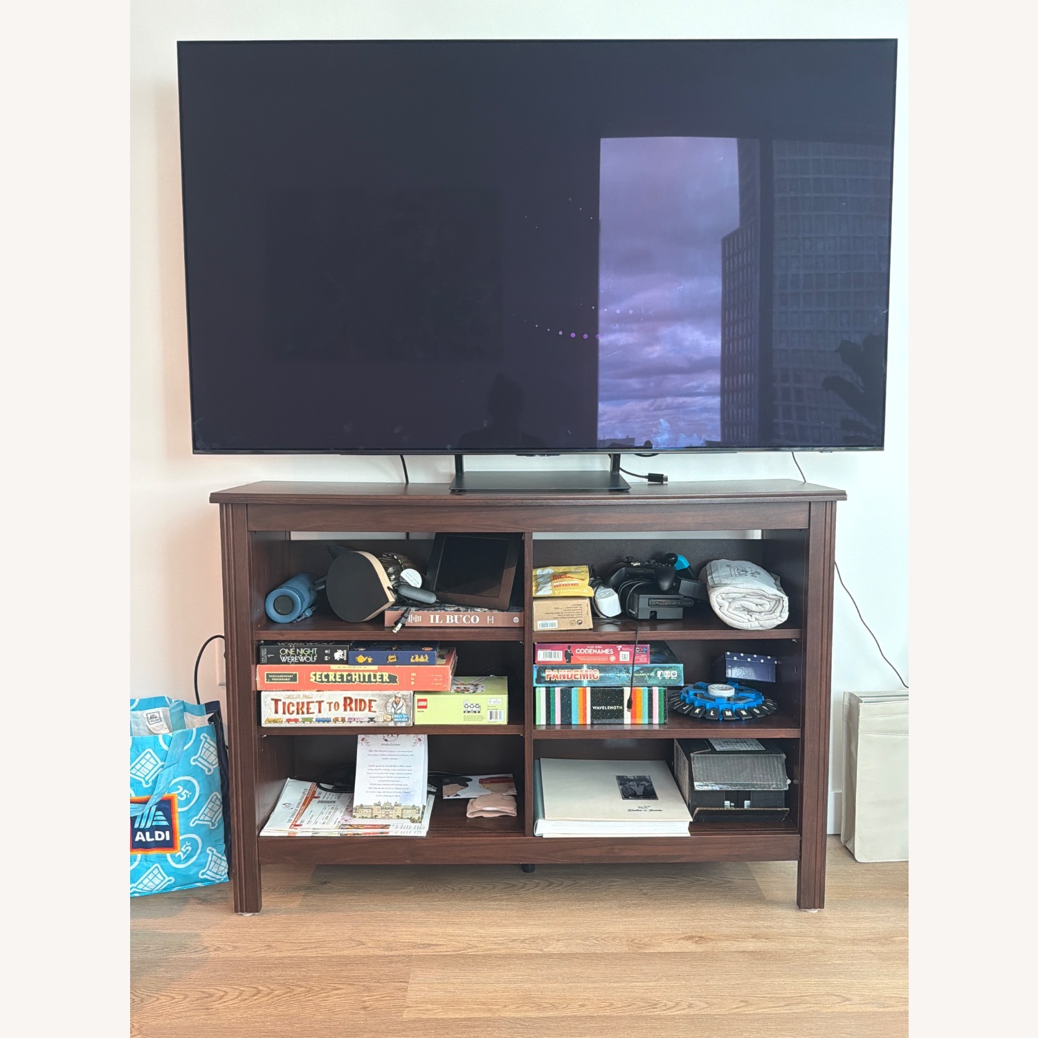 Dark Brown Media Console (Wood) - image-1