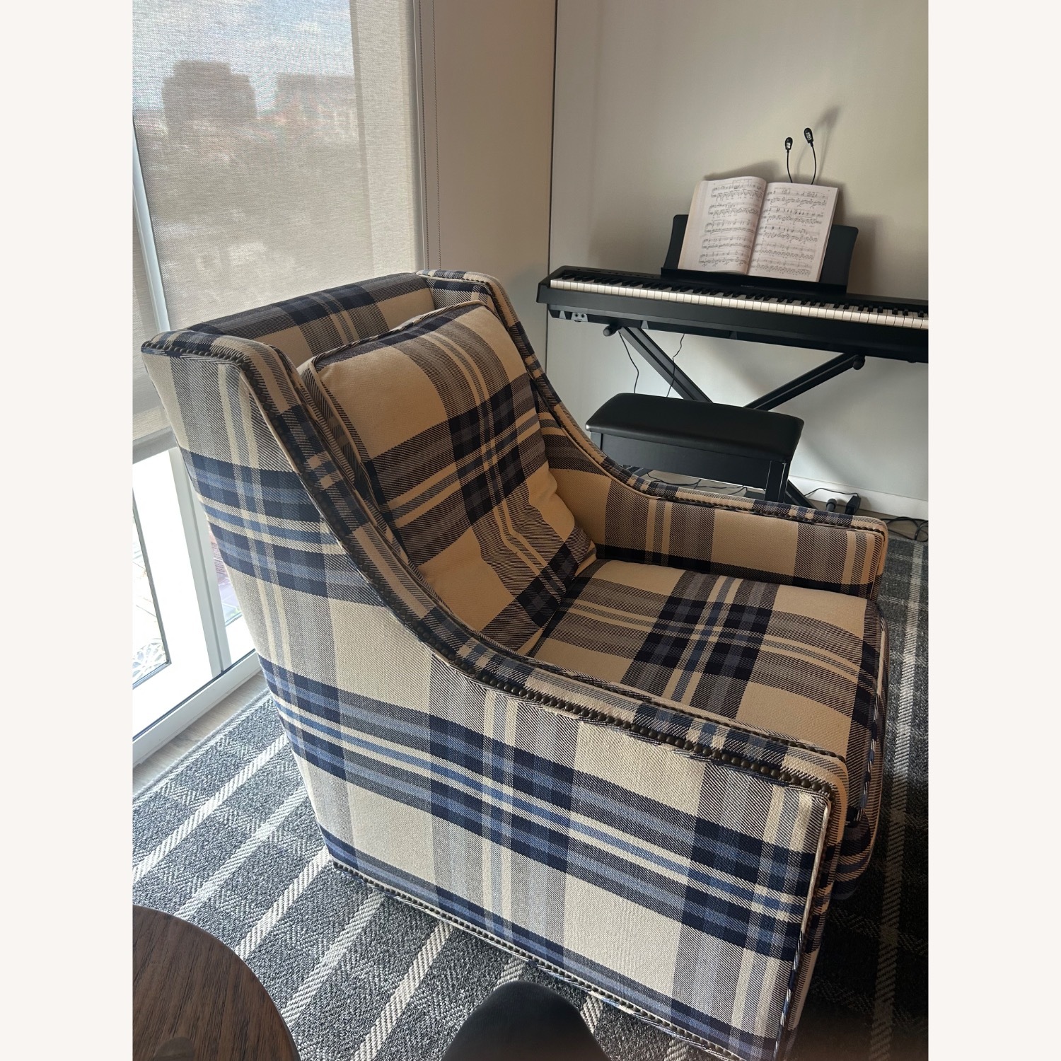 Plaid Swivel Lounge Chair - image-4