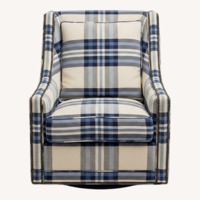 Plaid Swivel Lounge Chair