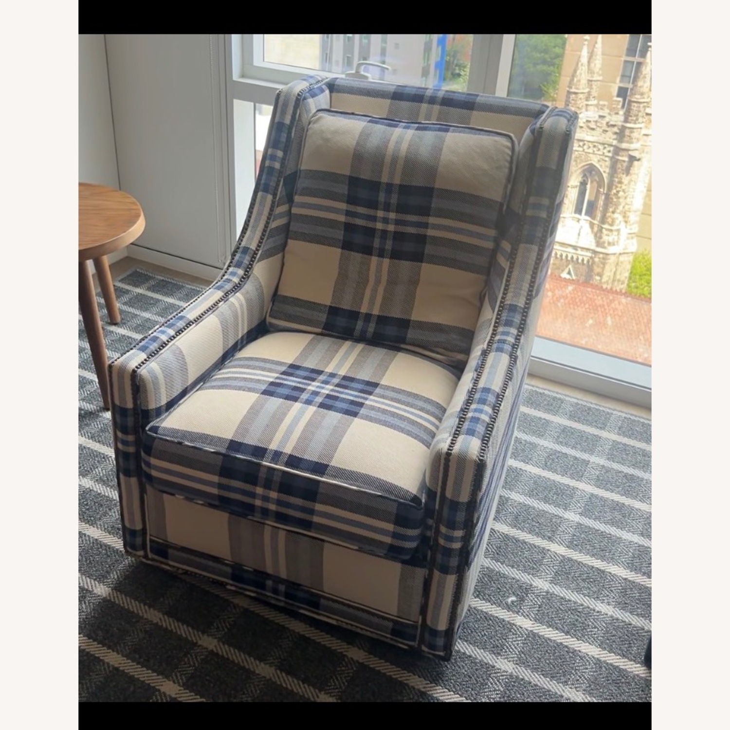 Plaid Swivel Lounge Chair - image-1