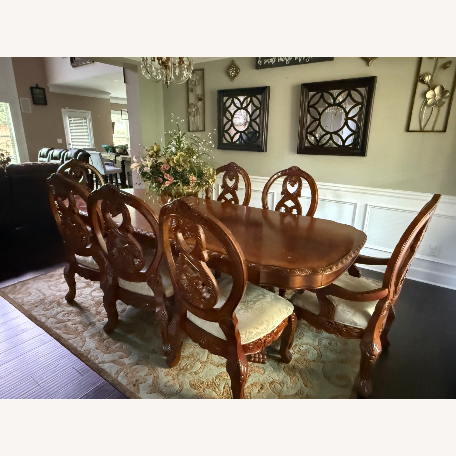 Ashley Furniture Dark Brown Wood Dining Table - image-5