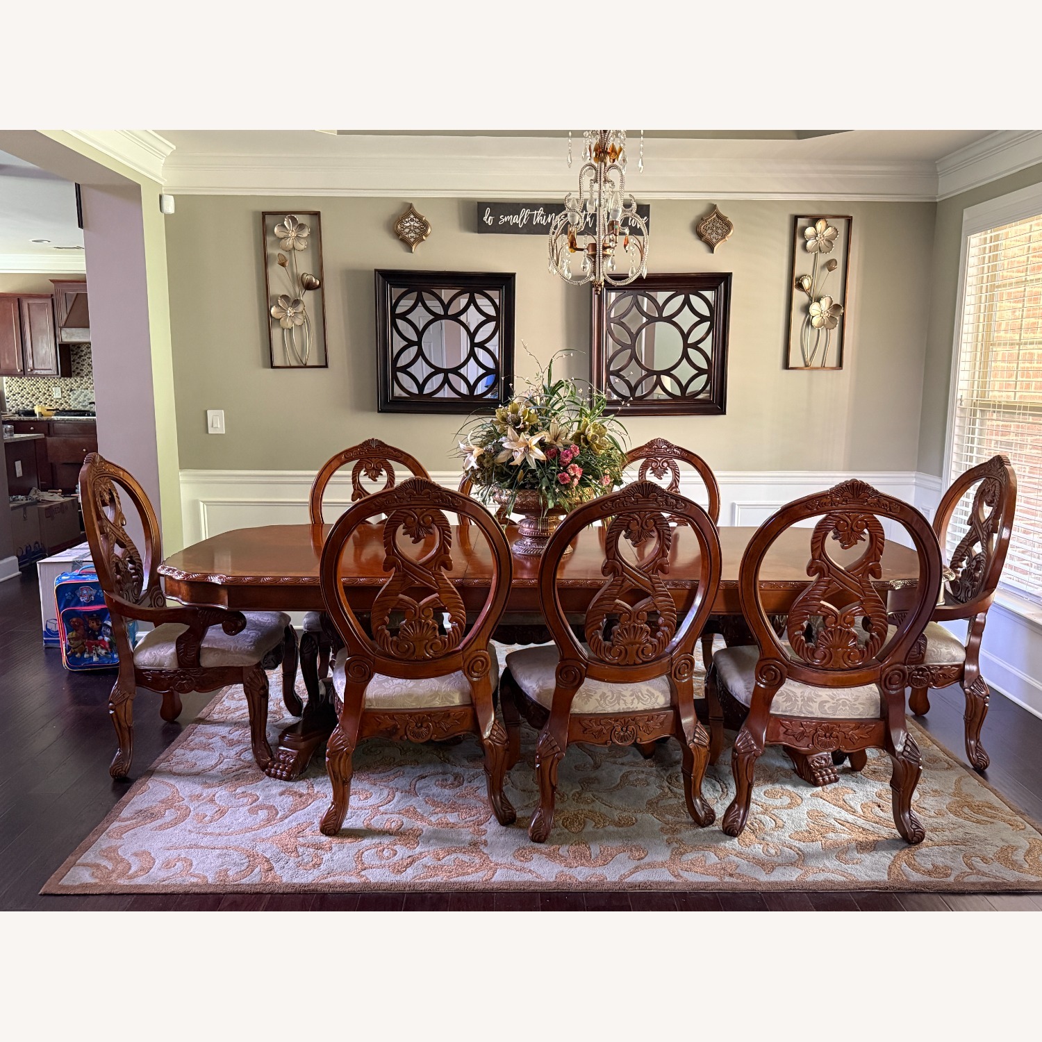 Ashley Furniture Dark Brown Wood Dining Table - image-6