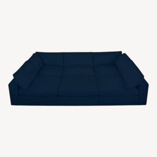 Used Seventh Avenue Blue Velvet 6 Piece Sectional Pit for sale on AptDeco