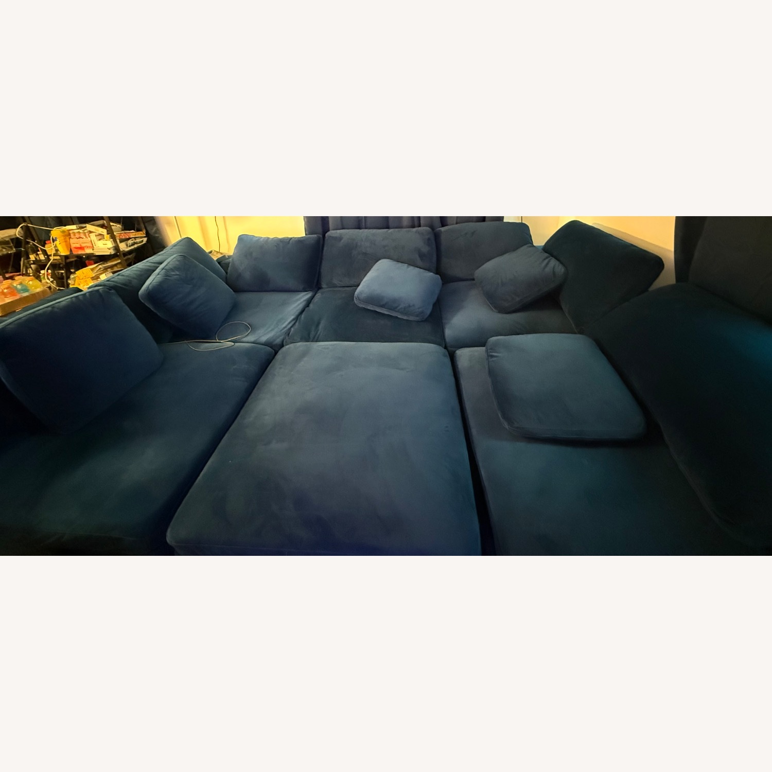 Seventh Avenue Blue Velvet 6 Piece Sectional Pit - image-1