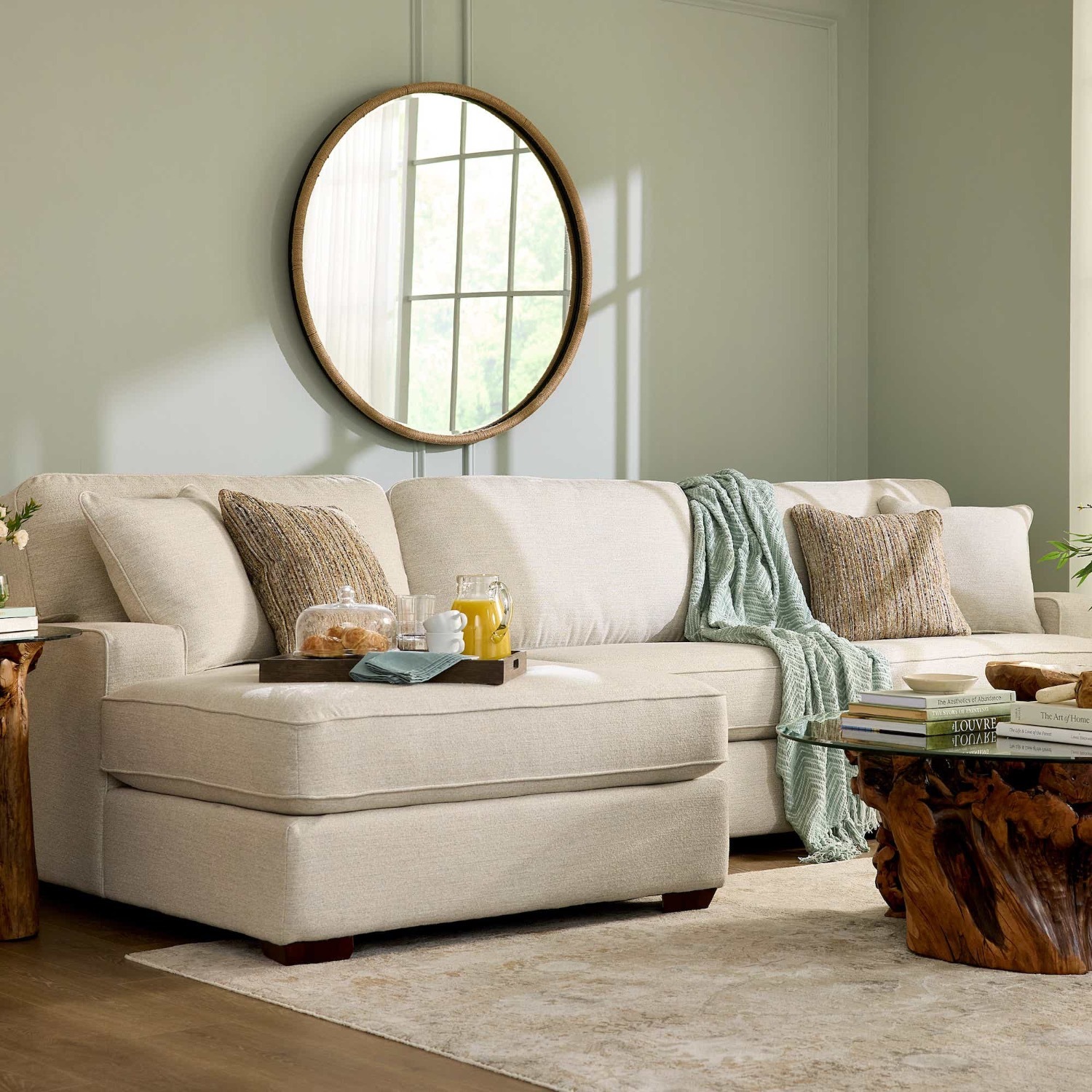 La-Z-Boy Paxton Sectional + Ottoman, Natural - image-1