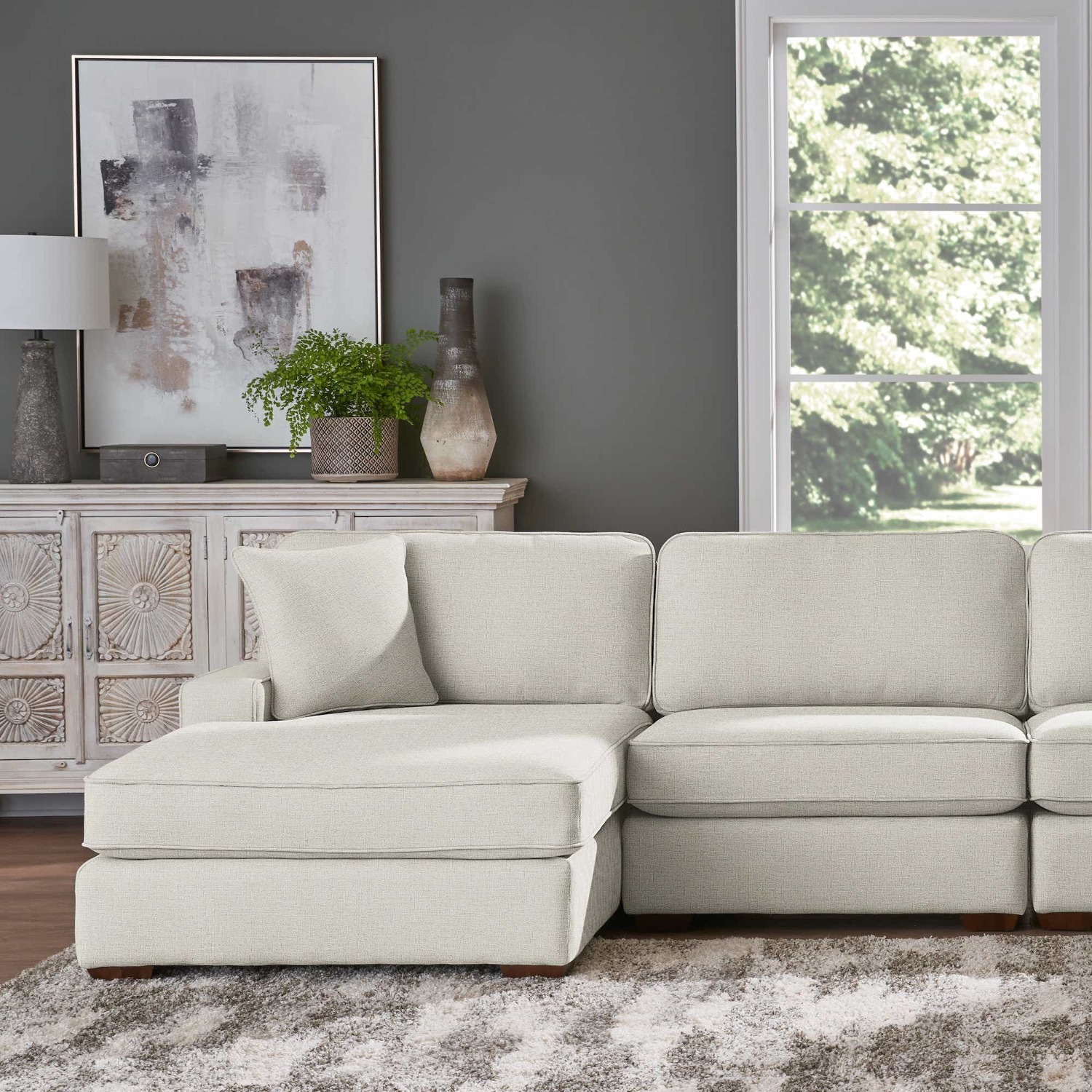 La-Z-Boy Paxton Sectional + Ottoman, Natural - image-4