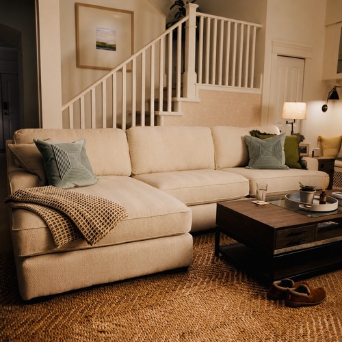 Used La-Z-Boy Paxton Sectional + Ottoman, Natural for sale on AptDeco