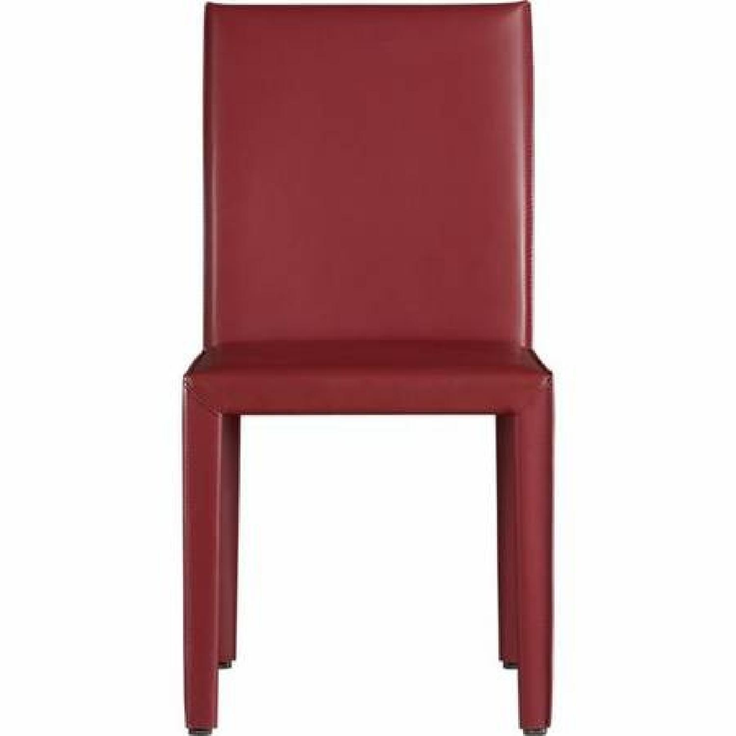 Crate & Barrel Folio Red Leather Dining Chairs - image-5