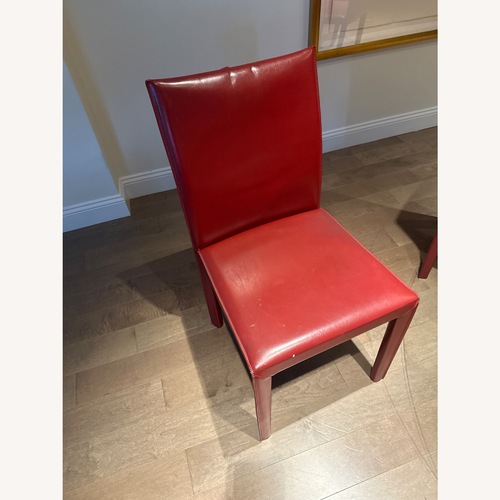 Used Crate & Barrel Folio Red Leather Dining Chairs for sale on AptDeco