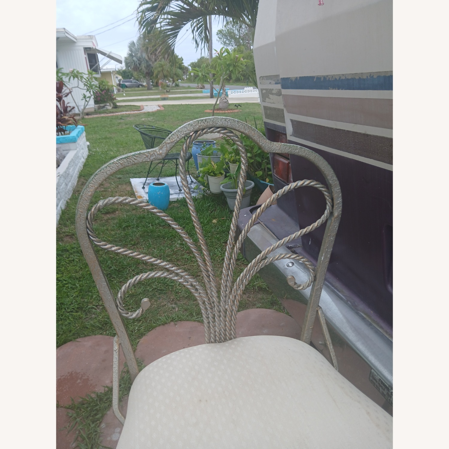 Vintage Peacock Style Iron Bar Stools - image-4