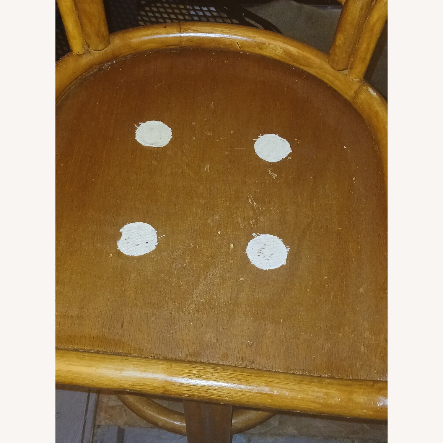 Vintage Rattan Palm Tree Back Swivel Dining Chairs - image-3