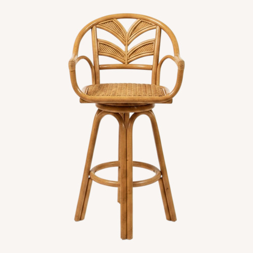 Used Vintage Rattan Palm Tree Back Swivel Dining Chairs for sale on AptDeco