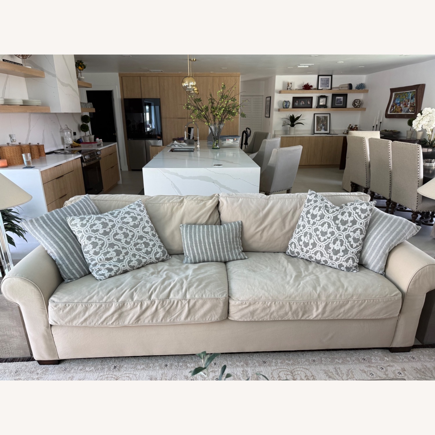 Restoration Hardware Camelback Upholstered Sofa - image-3
