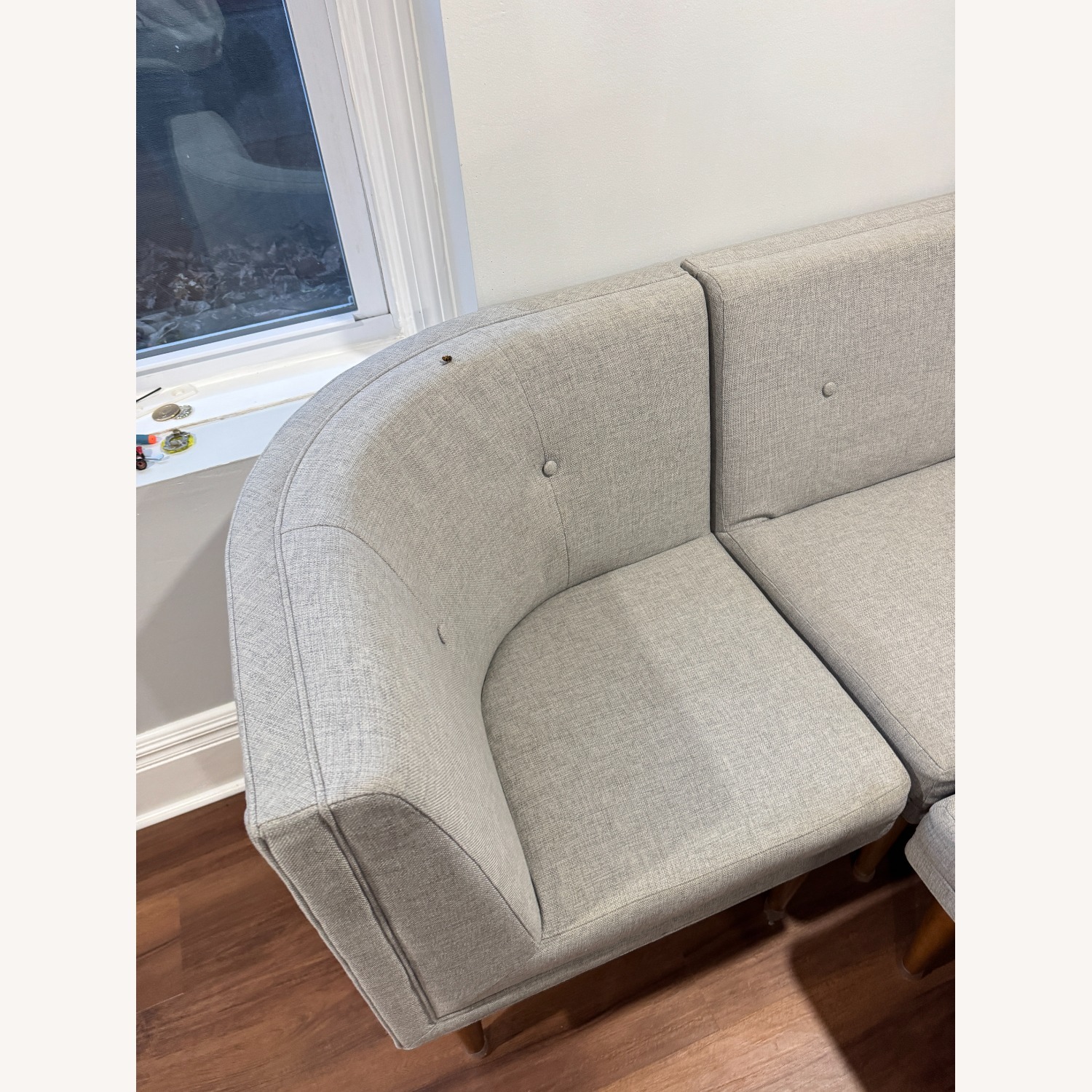West Elm Light Gray Fabric Dining Chairs - image-4