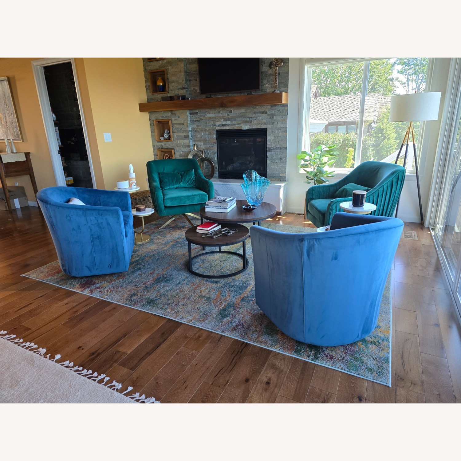Macy's Blue Velvet Accent Chairs - image-4