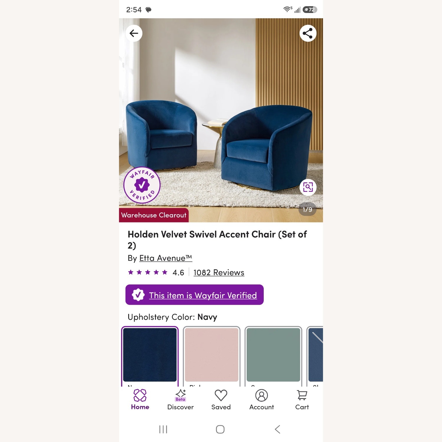Macy's Blue Velvet Accent Chairs - image-5