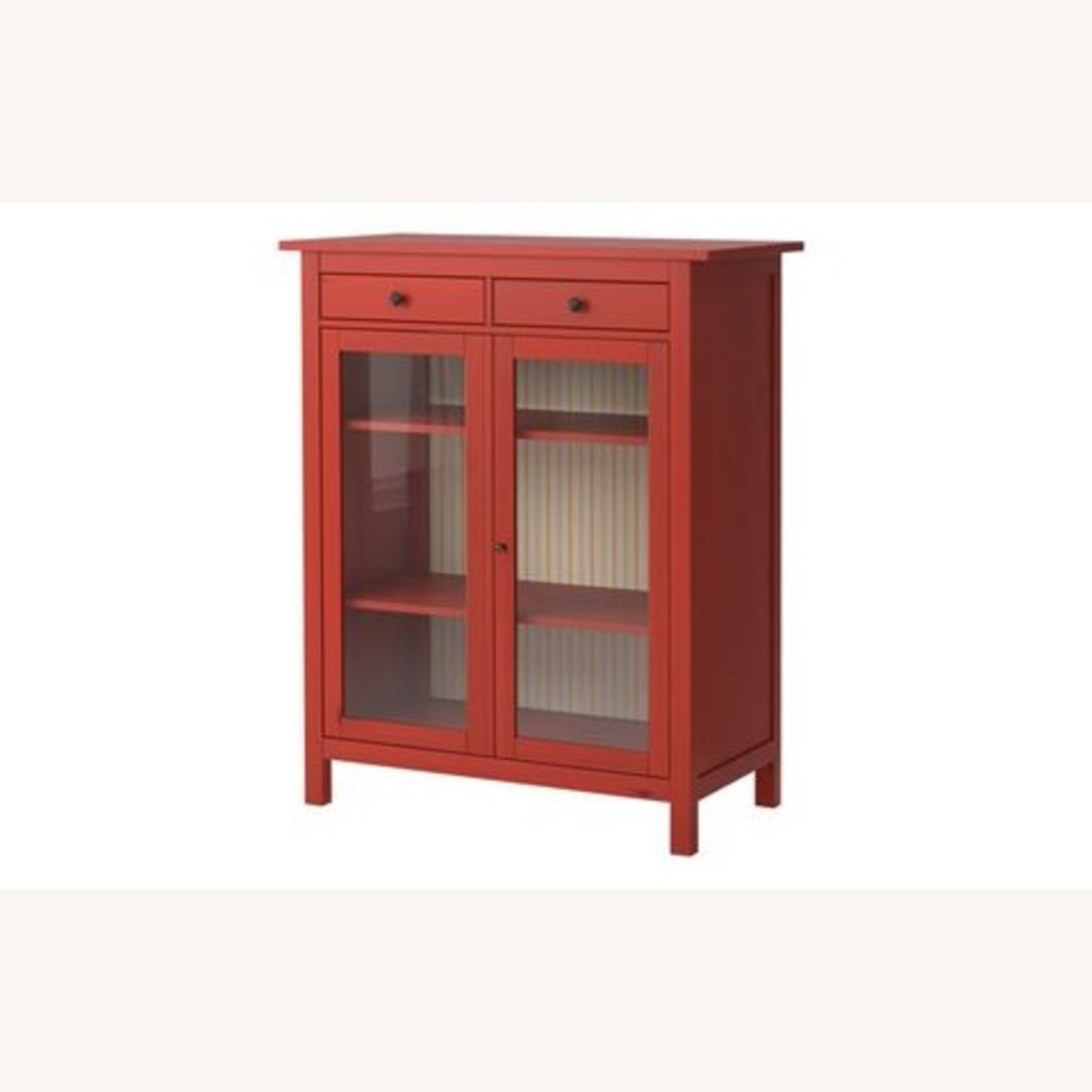 IKEA Hemnes Red Linen Cabinet W Glass Doors - image-6