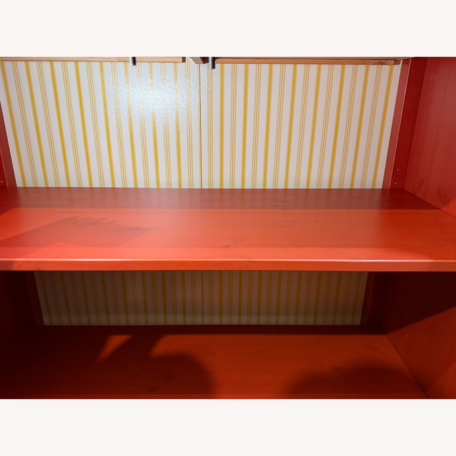 IKEA Hemnes Red Linen Cabinet W Glass Doors - image-4