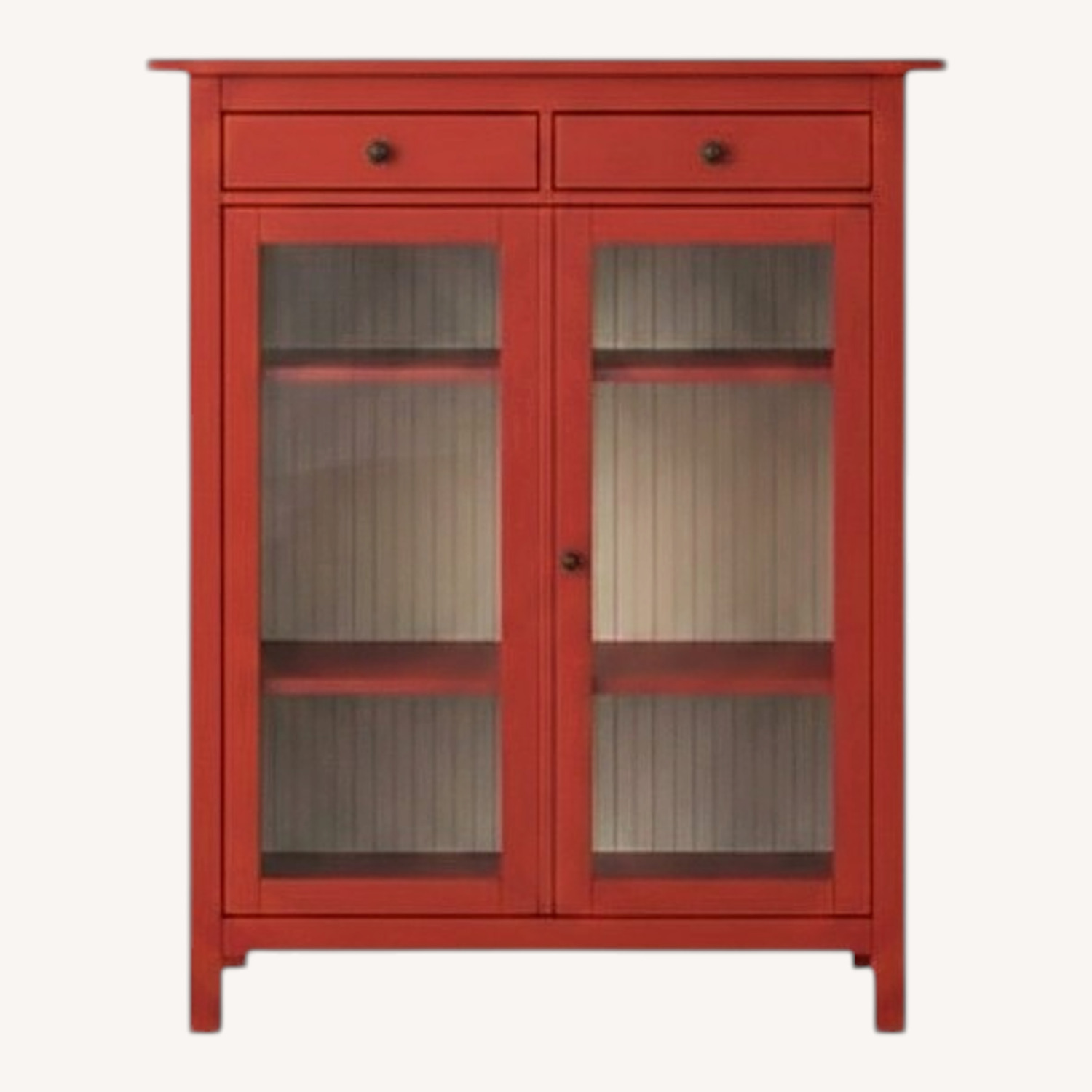 IKEA Hemnes Red Linen Cabinet W Glass Doors - image-0