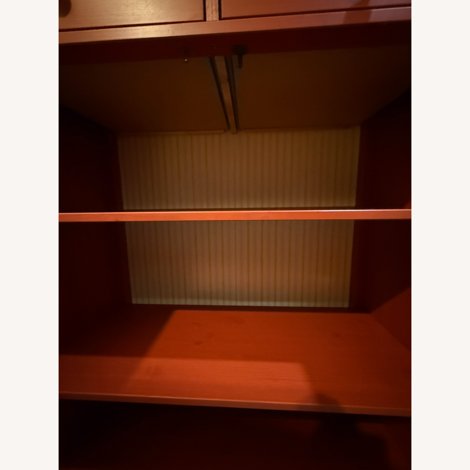 IKEA Hemnes Red Linen Cabinet W Glass Doors - image-3