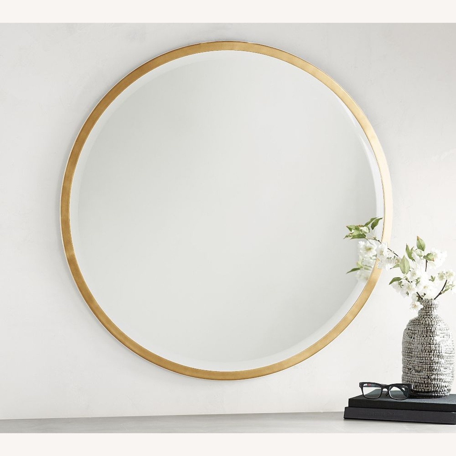 Pottery Barn Layne Brass Circle Mirror - image-4