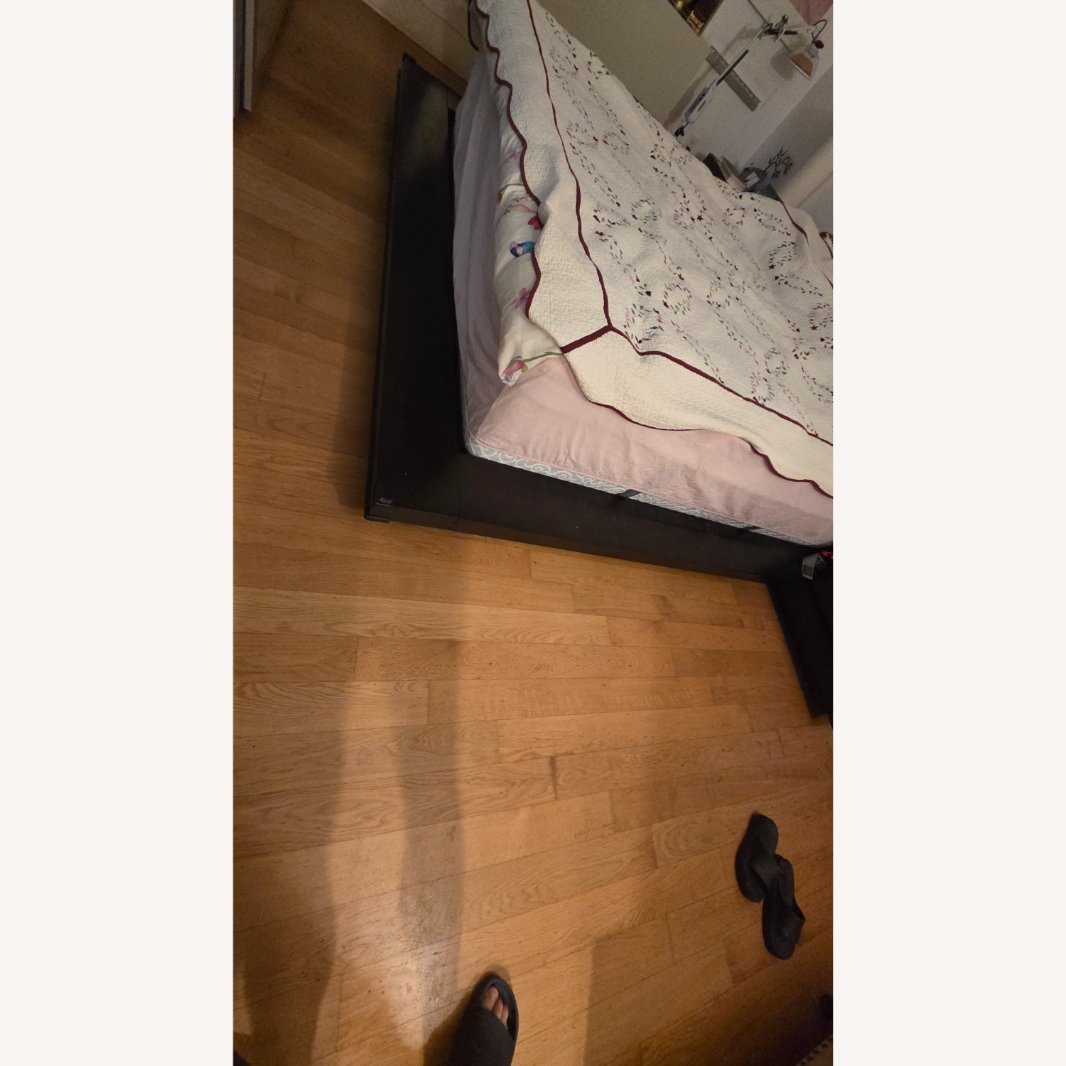 Dark Brown Wood King Bed Frame - image-9