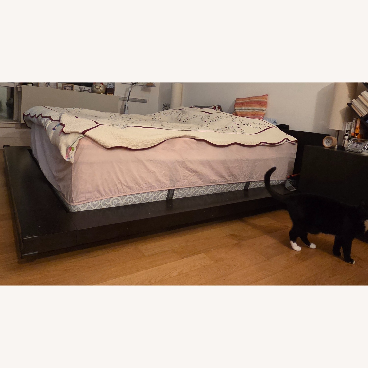 Dark Brown Wood King Bed Frame - image-1