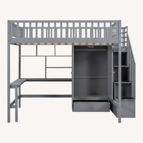 Used Bed Bath & Beyond Light Gray Wood Full Bunk Bed for sale on AptDeco