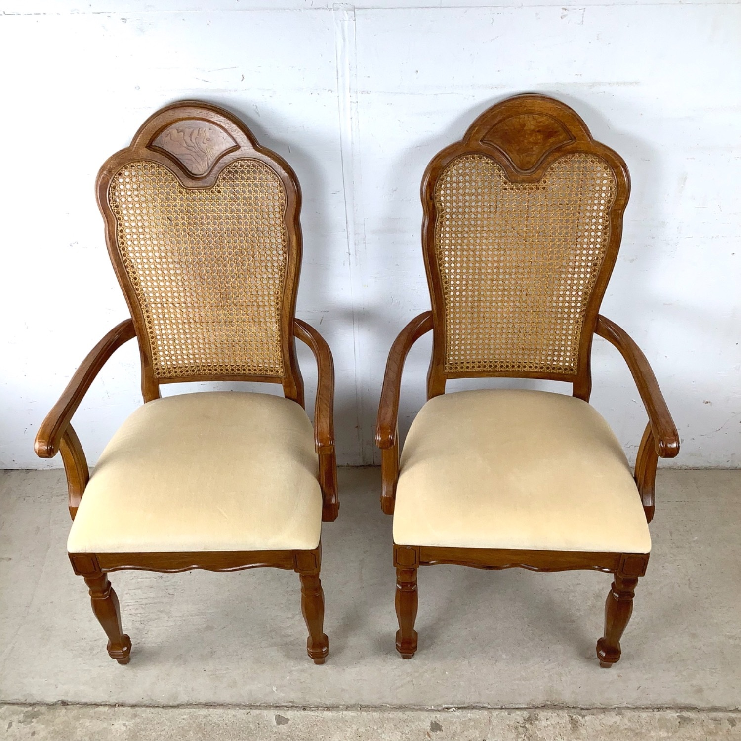 Pair Vintage Provincial Cane Back Armchairs - image-17