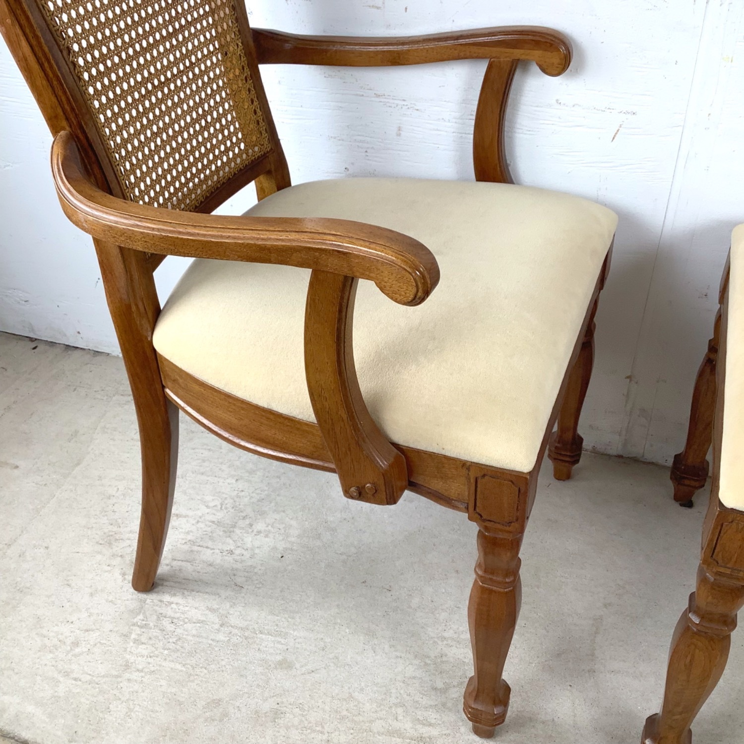 Pair Vintage Provincial Cane Back Armchairs - image-8