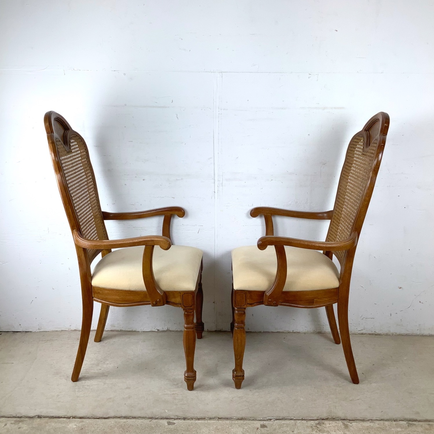 Pair Vintage Provincial Cane Back Armchairs - image-6