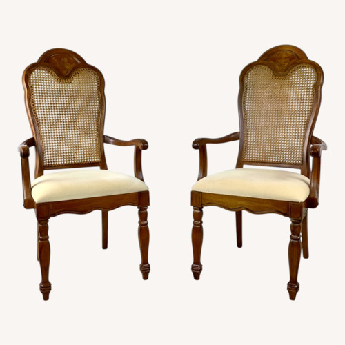 Used Pair Vintage Provincial Cane Back Armchairs for sale on AptDeco