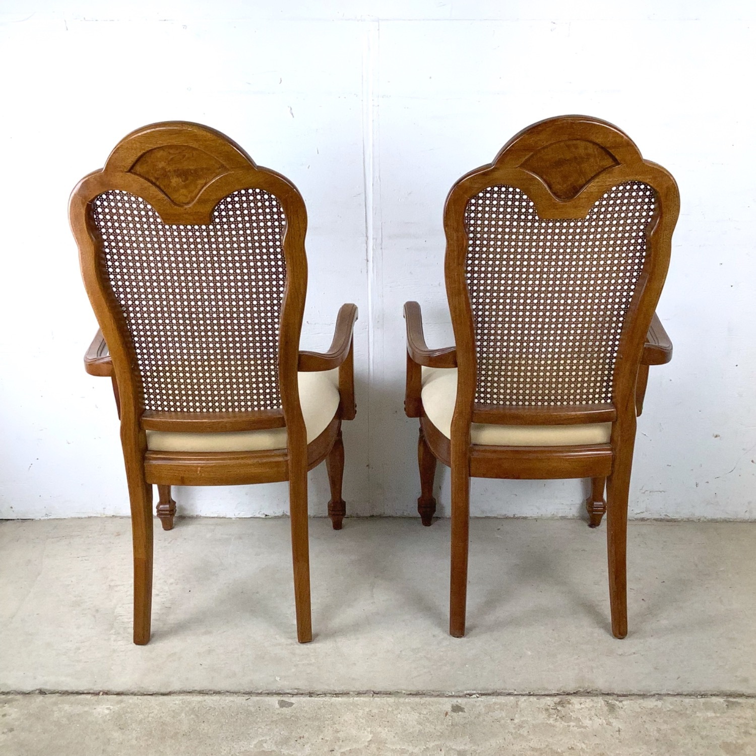 Pair Vintage Provincial Cane Back Armchairs - image-5