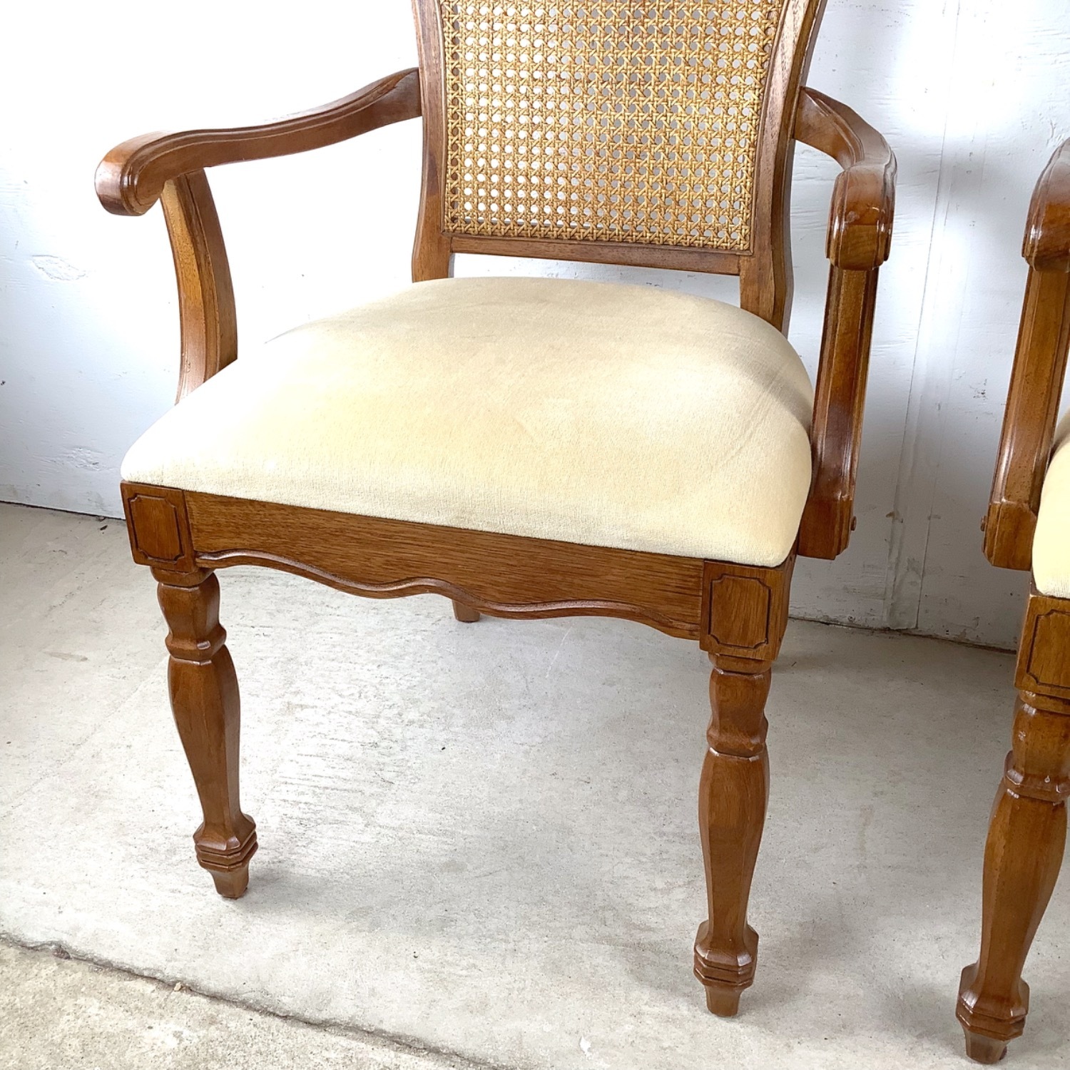 Pair Vintage Provincial Cane Back Armchairs - image-19