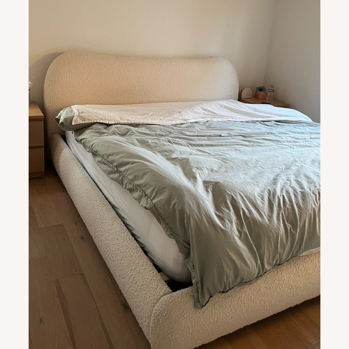 Used CB2 Diana White Boucle King Bed  for sale on AptDeco